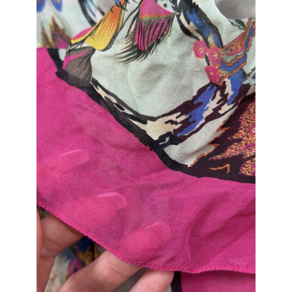 Balenciaga Rosabotanica Silk Floral Square Scarf Multicolor Made in Italy 26x24 - Picture 3 of 7